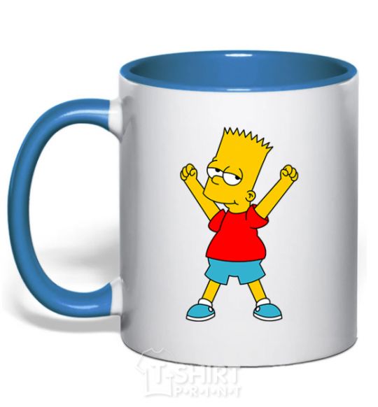 Чашка с цветной ручкой Барт победитель Ярко-синий фото