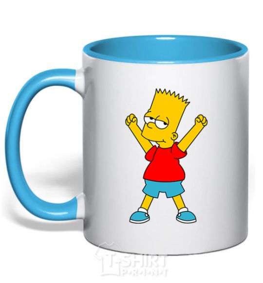 Mug with a colored handle Bart's the winner sky-blue фото