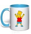 Mug with a colored handle Bart's the winner sky-blue фото