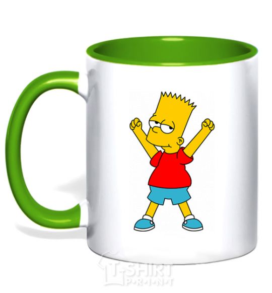 Mug with a colored handle Bart's the winner kelly-green фото