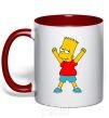 Mug with a colored handle Bart's the winner red фото