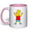 Mug with a colored handle Bart's the winner light-pink фото