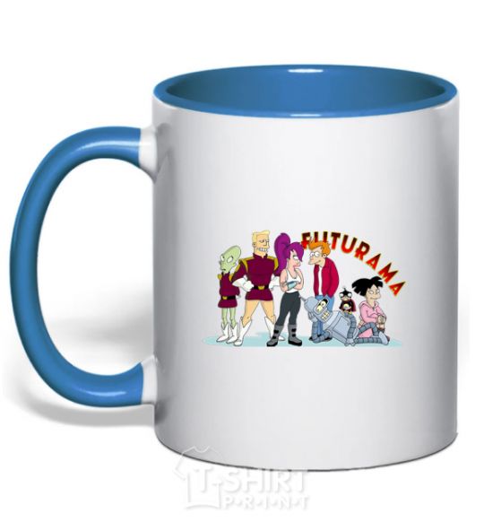 Mug with a colored handle Heroes of Futurama royal-blue фото