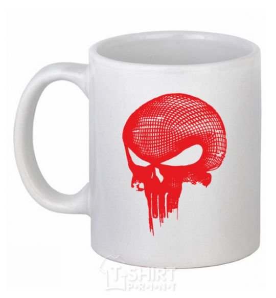 Ceramic mug Punisher red skull White фото