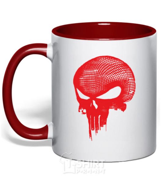 Чашка с цветной ручкой Punisher red skull Красный фото