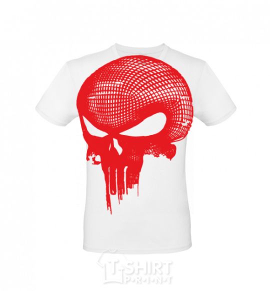 Men's T-Shirt Punisher red skull White фото