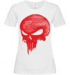 Women's T-shirt Punisher red skull White фото