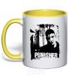 Mug with a colored handle Punisher yellow фото