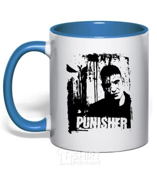 Mug with a colored handle Punisher royal-blue фото