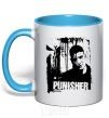 Mug with a colored handle Punisher sky-blue фото