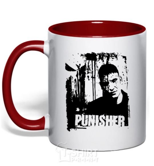 Mug with a colored handle Punisher red фото