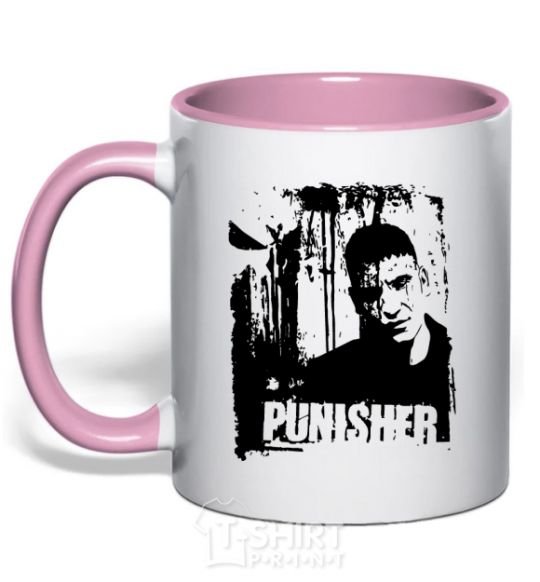 Mug with a colored handle Punisher light-pink фото