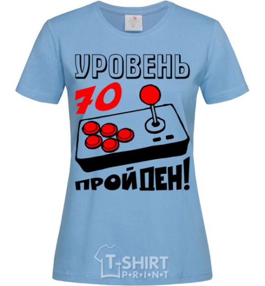 Women's T-shirt Level 70 passed sky-blue фото