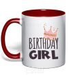 Mug with a colored handle Birthday girl crown red фото