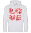 Men`s hoodie LOVE flowers sport-grey фото