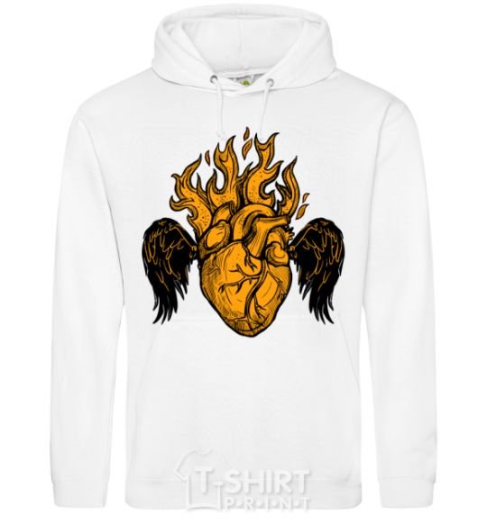 Men`s hoodie Heart wings White фото