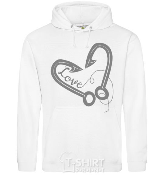 Men`s hoodie A hooked heart White фото