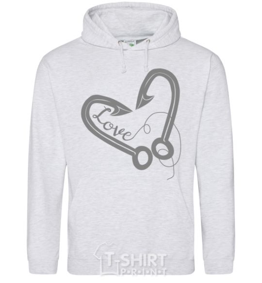 Men`s hoodie A hooked heart sport-grey фото