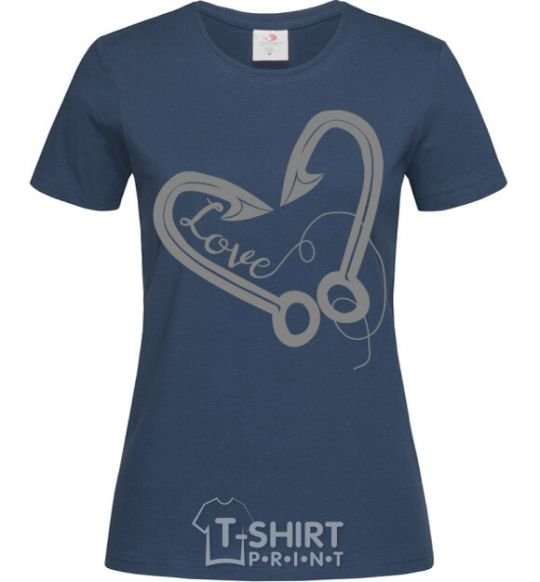 Women's T-shirt A hooked heart navy-blue фото