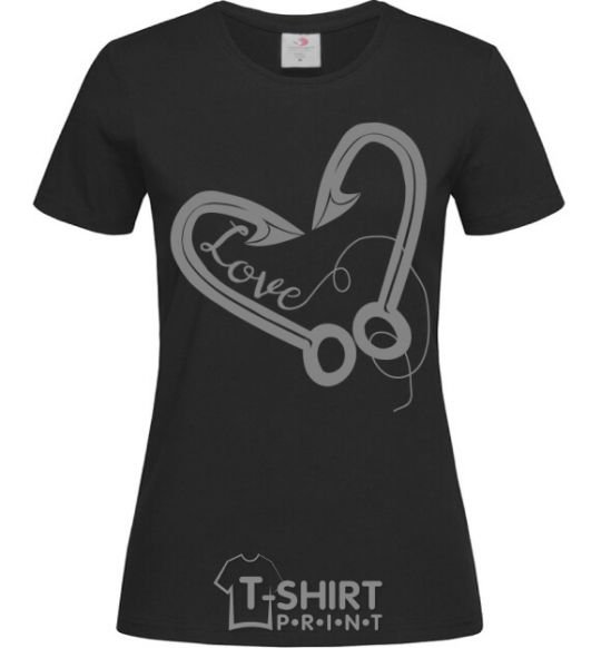 Women's T-shirt A hooked heart black фото