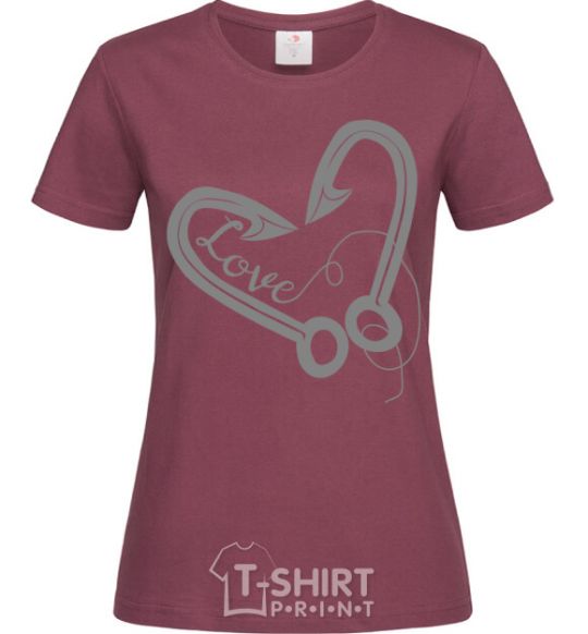 Women's T-shirt A hooked heart burgundy фото