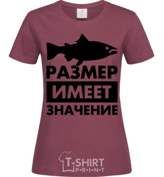 Women's T-shirt Size matters fish burgundy фото