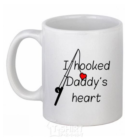 Чашка керамическая I hooked daddy's heart Белый фото