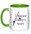 Mug with a colored handle I hooked daddy's heart kelly-green фото