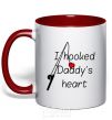 Mug with a colored handle I hooked daddy's heart red фото