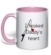 Mug with a colored handle I hooked daddy's heart light-pink фото