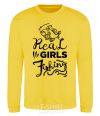 Sweatshirt Real girls fishing yellow фото