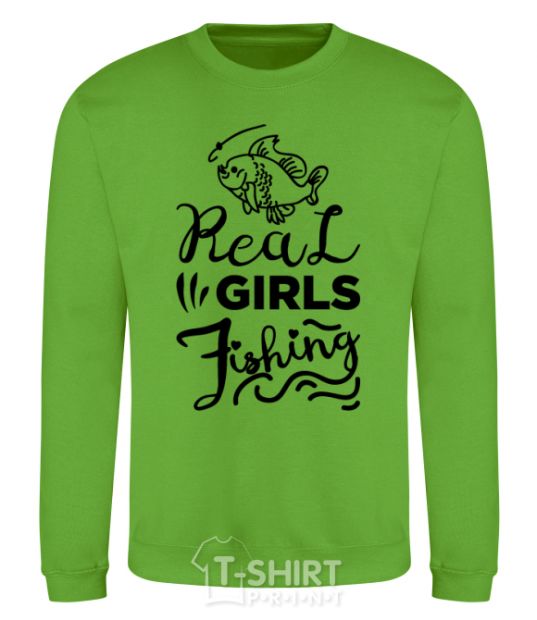 Sweatshirt Real girls fishing orchid-green фото