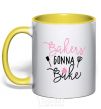 Mug with a colored handle Bakers gonna bake yellow фото