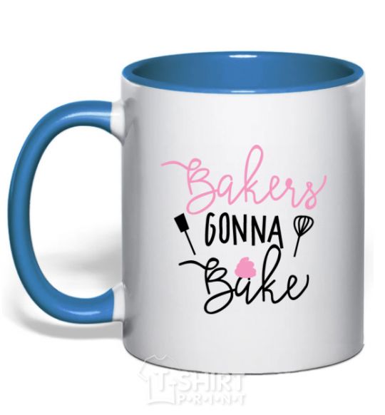 Mug with a colored handle Bakers gonna bake royal-blue фото