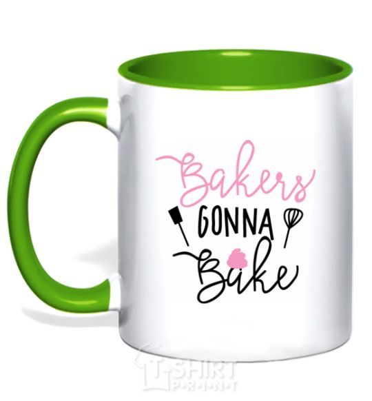 Mug with a colored handle Bakers gonna bake kelly-green фото