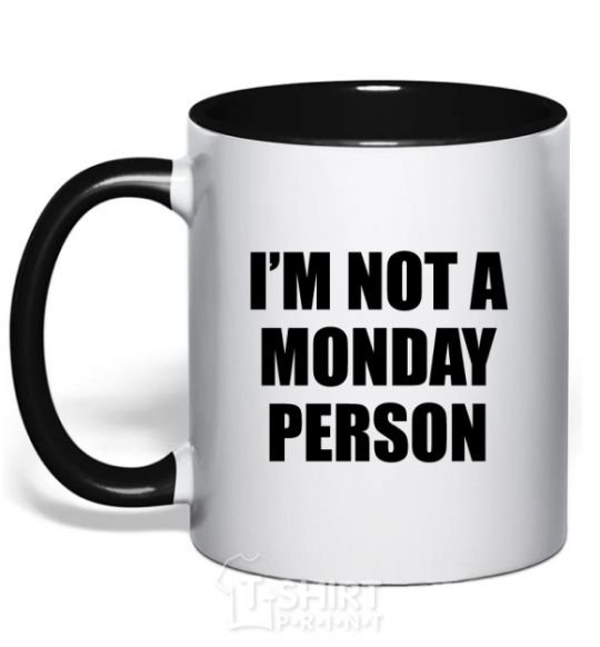 Mug with a colored handle I'm not a monday person black фото