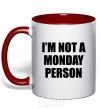 Mug with a colored handle I'm not a monday person red фото