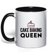 Mug with a colored handle Cake baking queen black фото