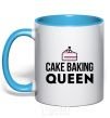 Mug with a colored handle Cake baking queen sky-blue фото