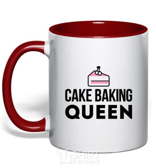 Mug with a colored handle Cake baking queen red фото