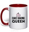 Mug with a colored handle Cake baking queen red фото