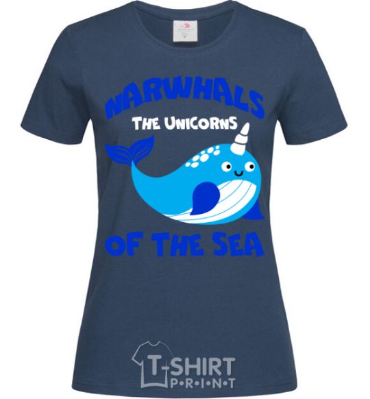 Women's T-shirt Unicors of the sea navy-blue фото