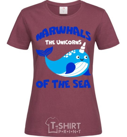 Women's T-shirt Unicors of the sea burgundy фото