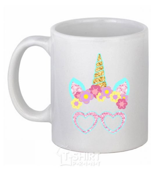 Ceramic mug Unicorn in glasses White фото