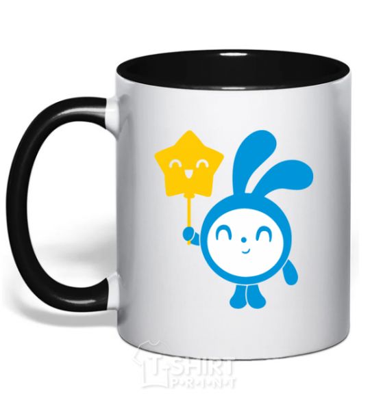 Mug with a colored handle Tiny with a star black фото
