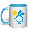 Mug with a colored handle Tiny with a star sky-blue фото