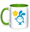 Mug with a colored handle Tiny with a star kelly-green фото