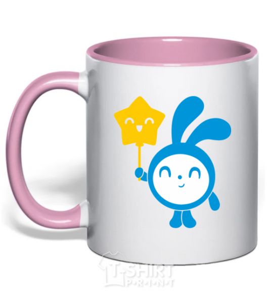 Mug with a colored handle Tiny with a star light-pink фото