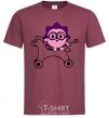 Men's T-Shirt A hedgehog on a horse burgundy фото