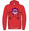 Men`s hoodie A hedgehog on a horse bright-red фото